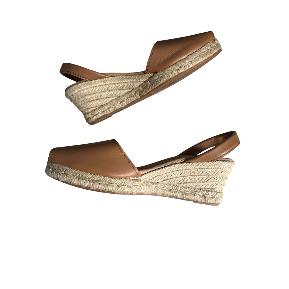 The Spanish Sandal Co Leather Espadrille Peep Toe Wedge Sandals Size 42 US 10.5"